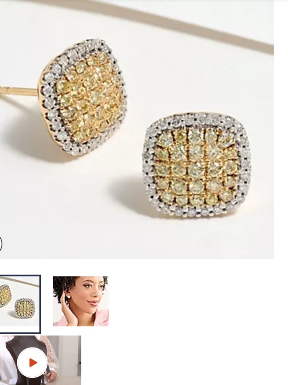 QVC Affinity Diamonds Natural Yellow and White Diamonds pave’ set earrings 14k